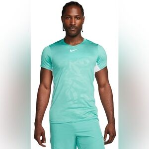 New With Tags! Nike Court Dri-Fit Advantage Printed Tennis Top - Turquoise Sz XL